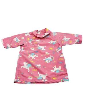 UV Skinz UPF 50+ Sunwear Protective  Swim Top Unicorn Rainbow Print Girls Sz 4T